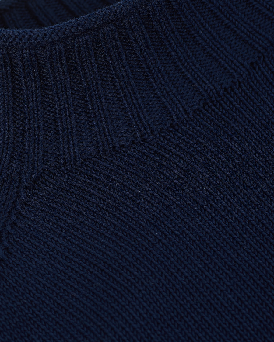 Herr | Tröjor | Stenströms | Cotton Mock Neck Sweater Navy
