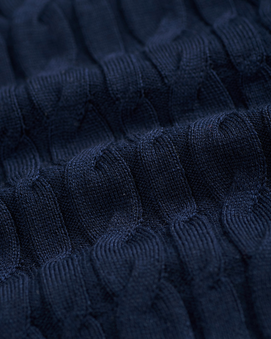 Herr | Tröjor | Stenströms | Contast Merino Cable V-Neck Navy