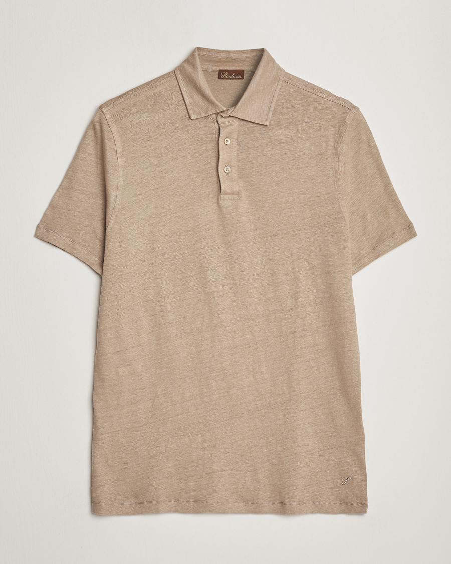 Herr | Pikéer | Stenströms | Linen Polo Shirt Beige