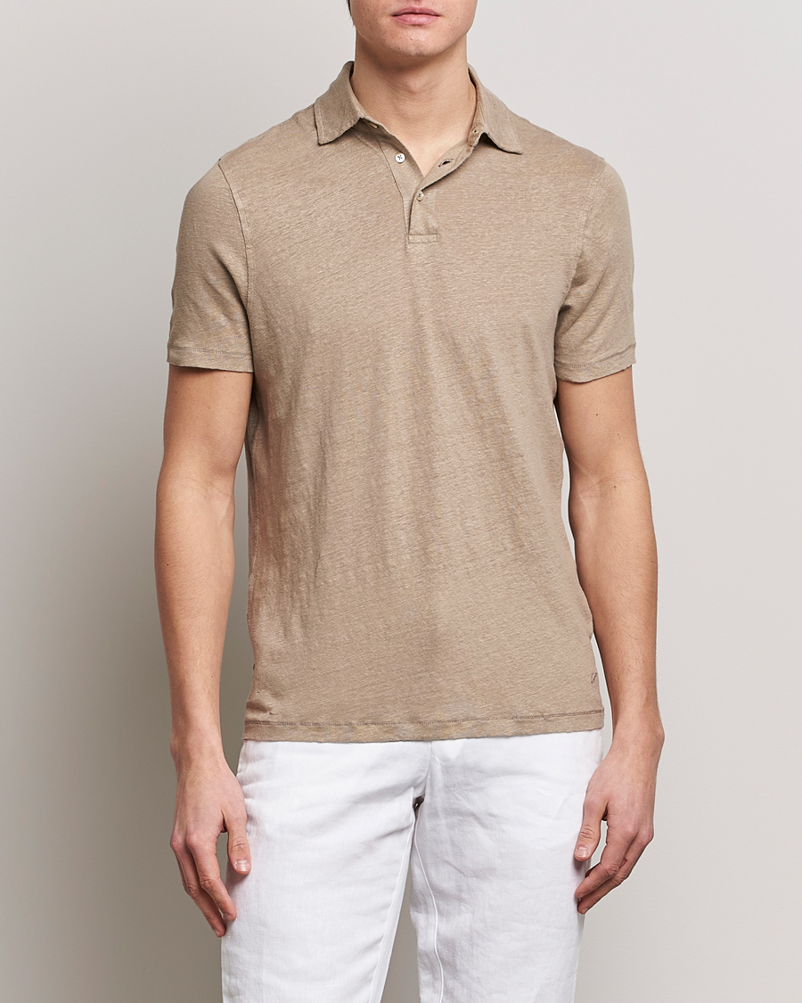 Herr | Pikéer | Stenströms | Linen Polo Shirt Beige