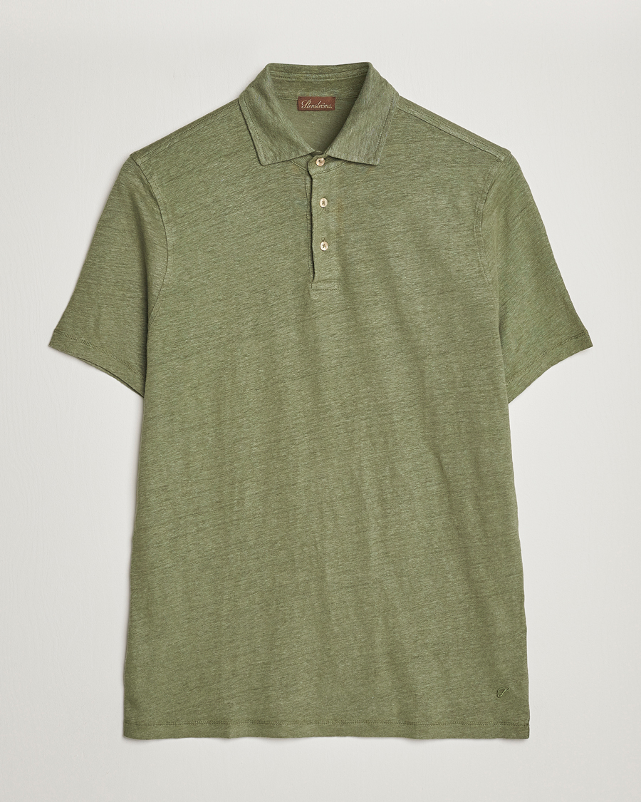 Herr | Pikéer | Stenströms | Linen Polo Shirt Olive