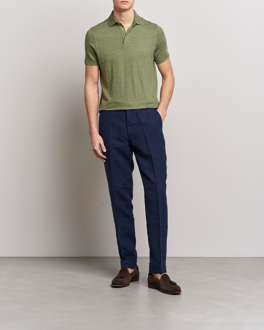Herr | Pikéer | Stenströms | Linen Polo Shirt Olive