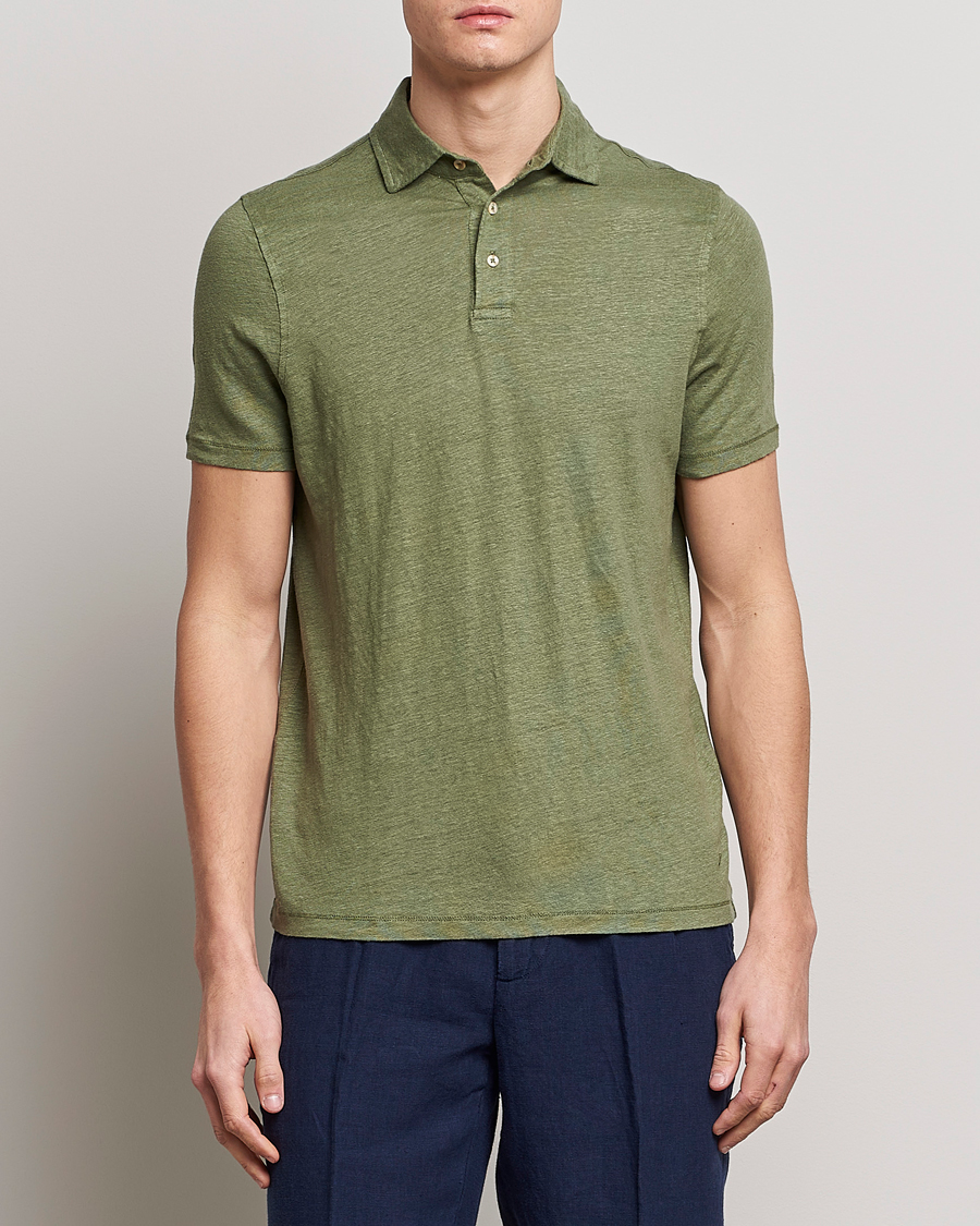 Herr | Pikéer | Stenströms | Linen Polo Shirt Olive