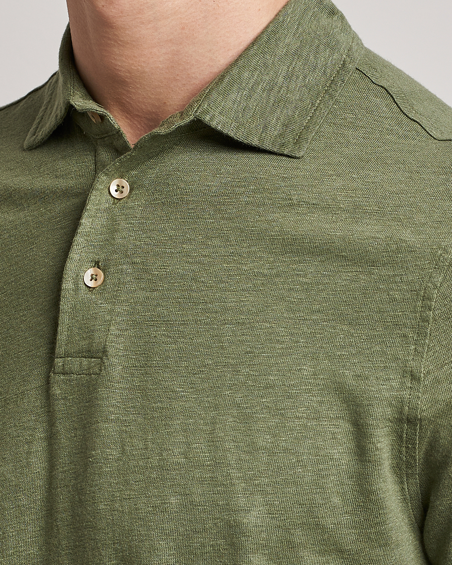 Herr | Pikéer | Stenströms | Linen Polo Shirt Olive