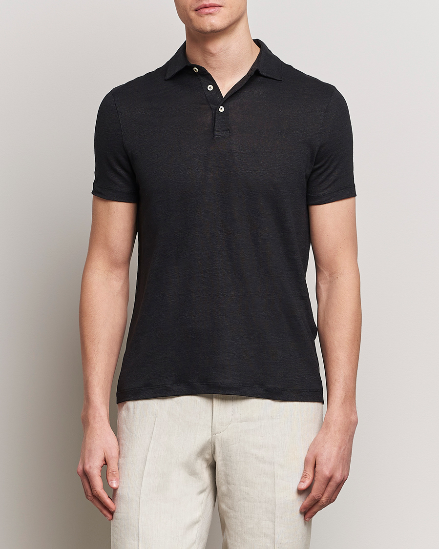 Herr | Kläder | Stenströms | Linen Polo Shirt Black