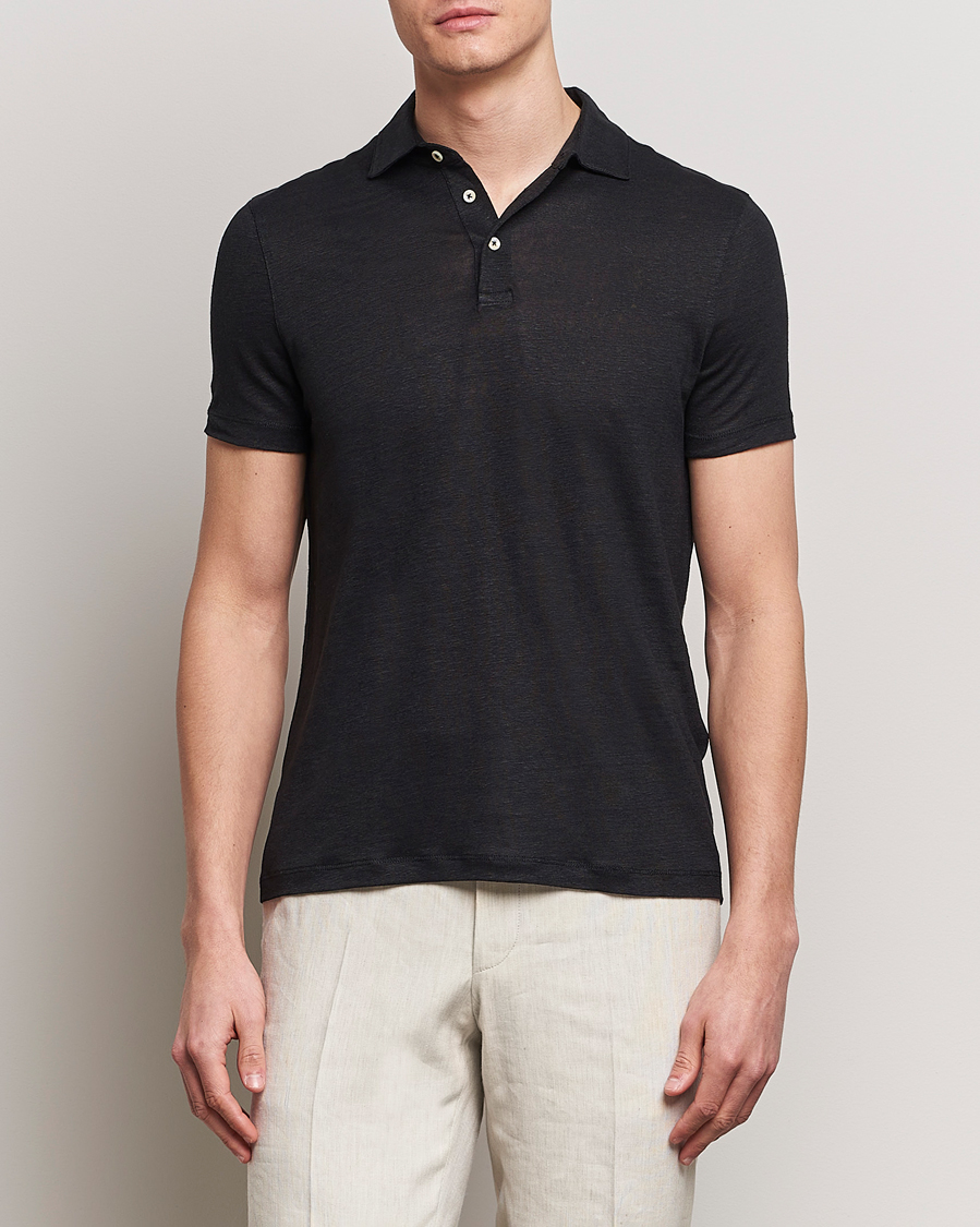 Herr | Business & Beyond | Stenströms | Linen Polo Shirt Black