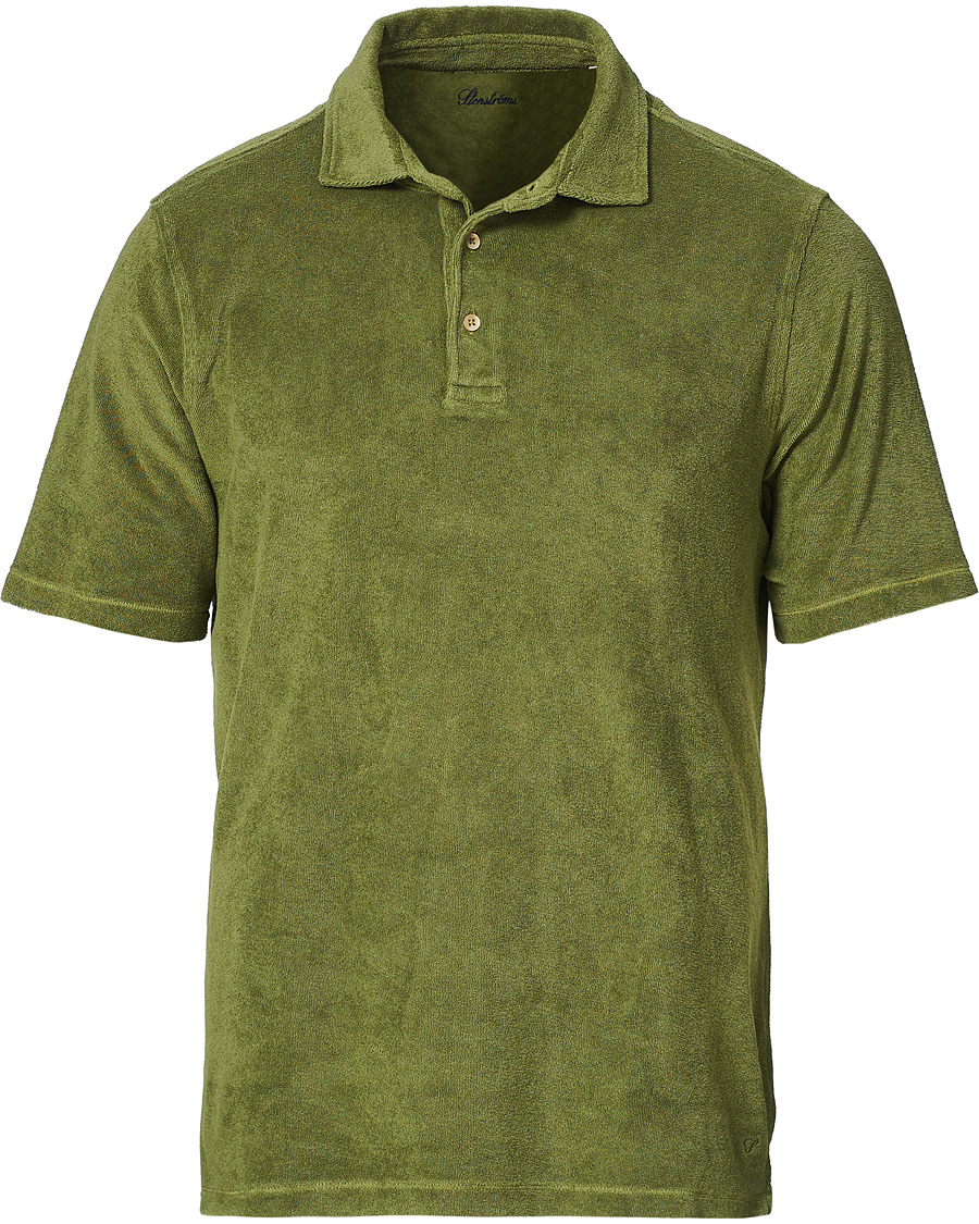 Herr | Pikéer | Stenströms | Towelling Cotton Poloshirt Green
