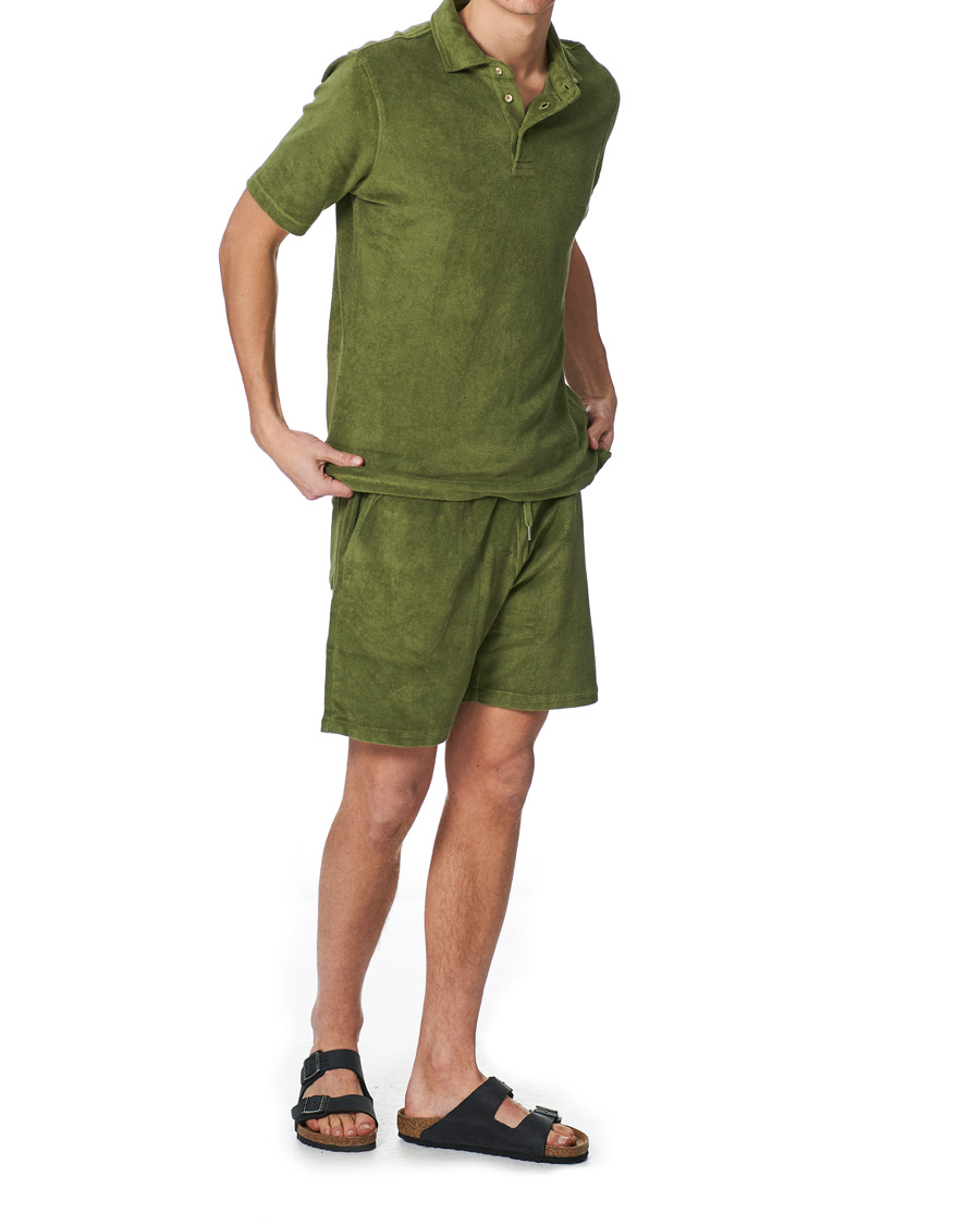 Herr | Pikéer | Stenströms | Towelling Cotton Poloshirt Green