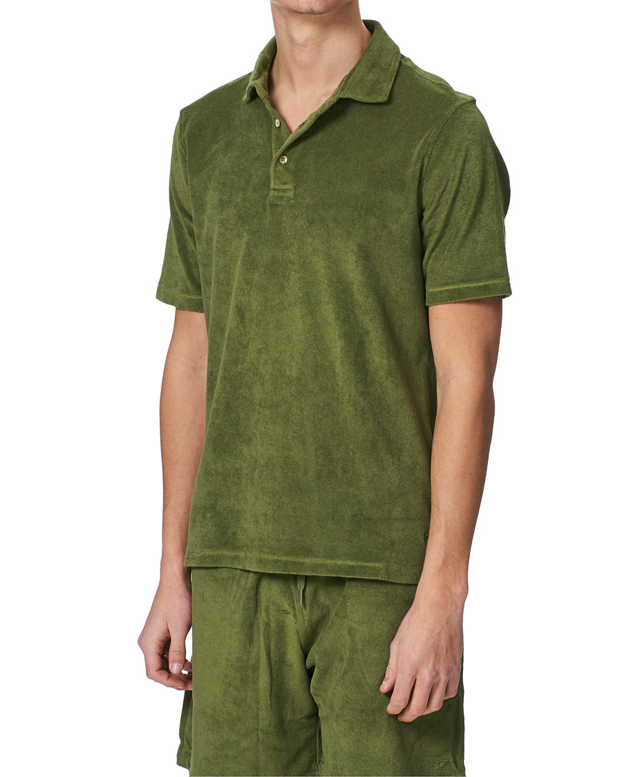 Herr | Pikéer | Stenströms | Towelling Cotton Poloshirt Green