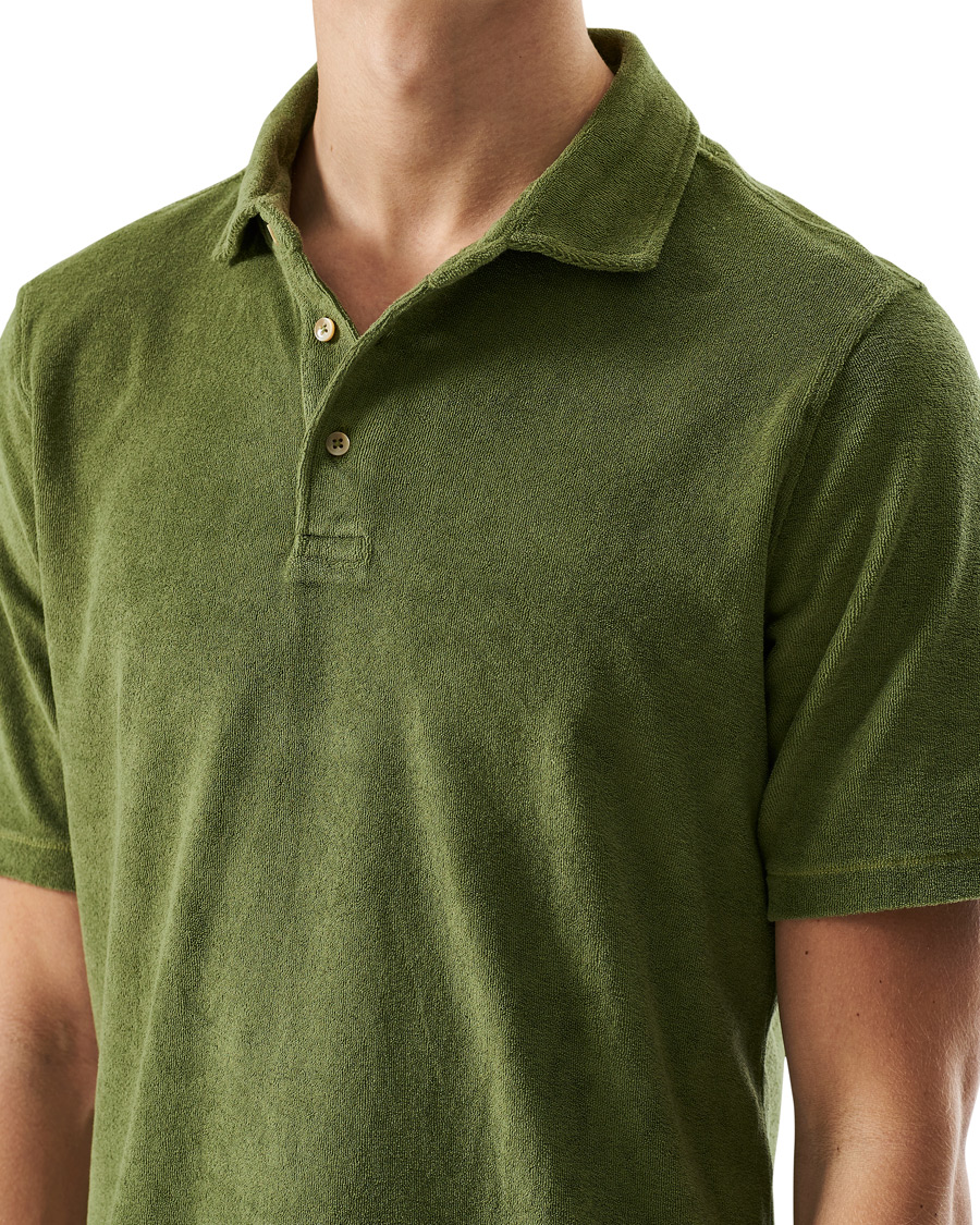 Herr | Pikéer | Stenströms | Towelling Cotton Poloshirt Green