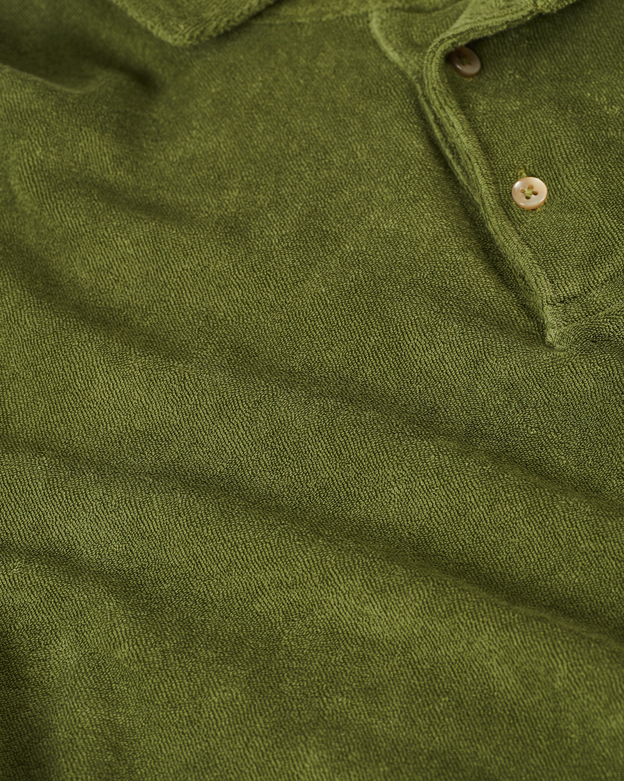 Herr | Pikéer | Stenströms | Towelling Cotton Poloshirt Green