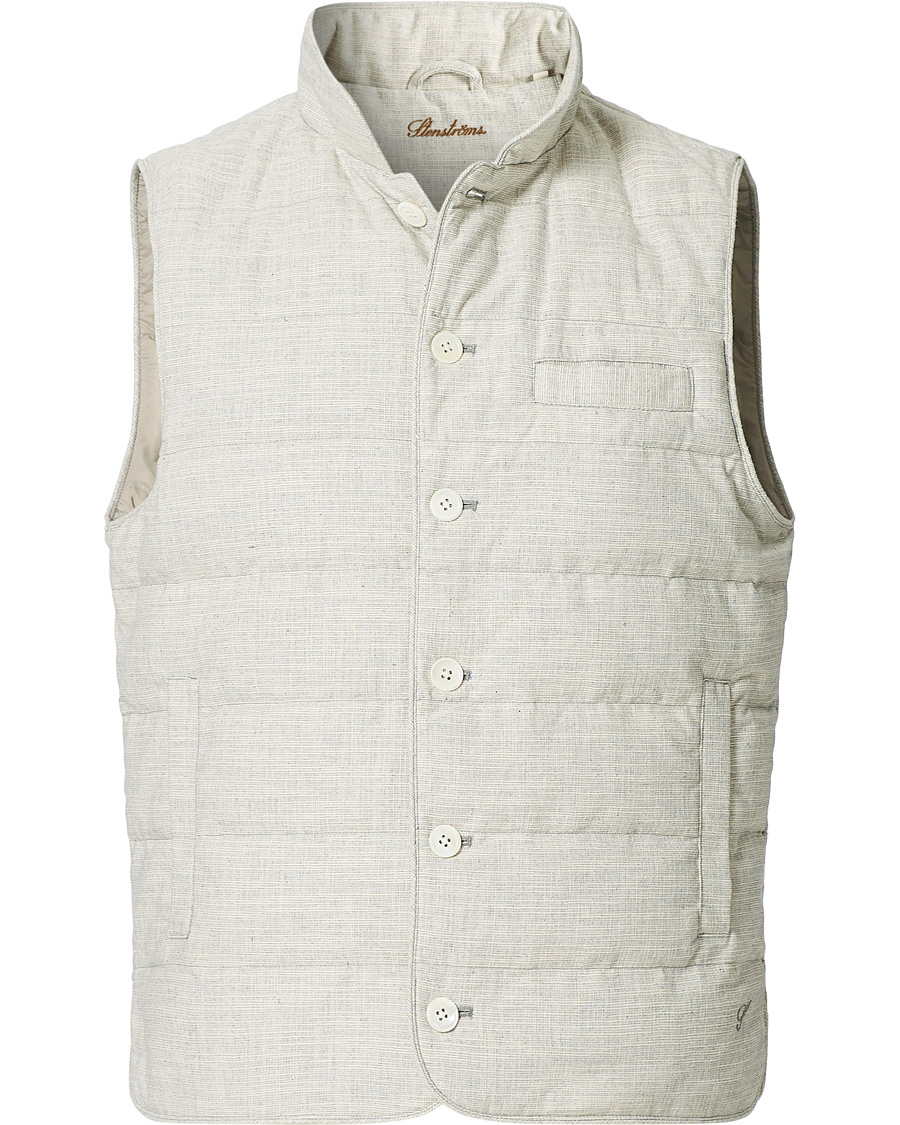 Herr | Jackor | Stenströms | Quilted Cotton Linen Vest Grey
