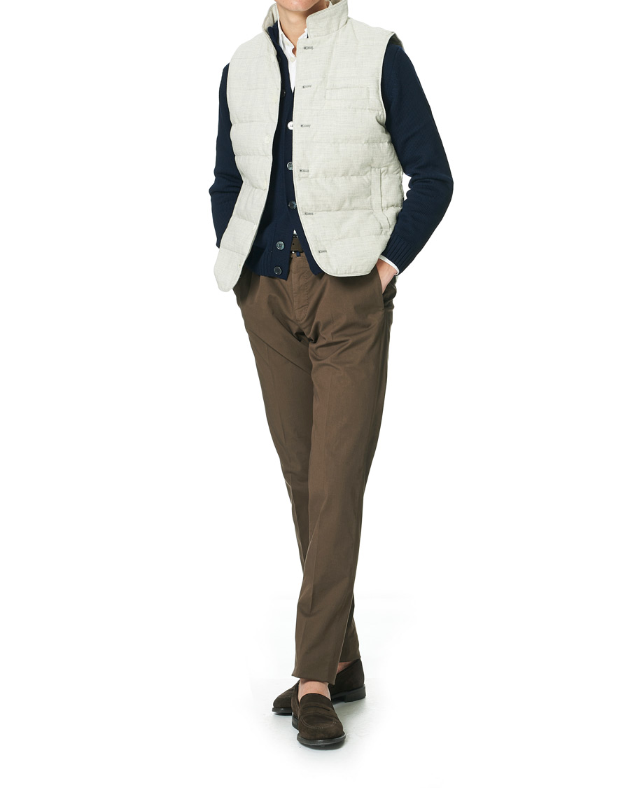 Herr | Jackor | Stenströms | Quilted Cotton Linen Vest Grey