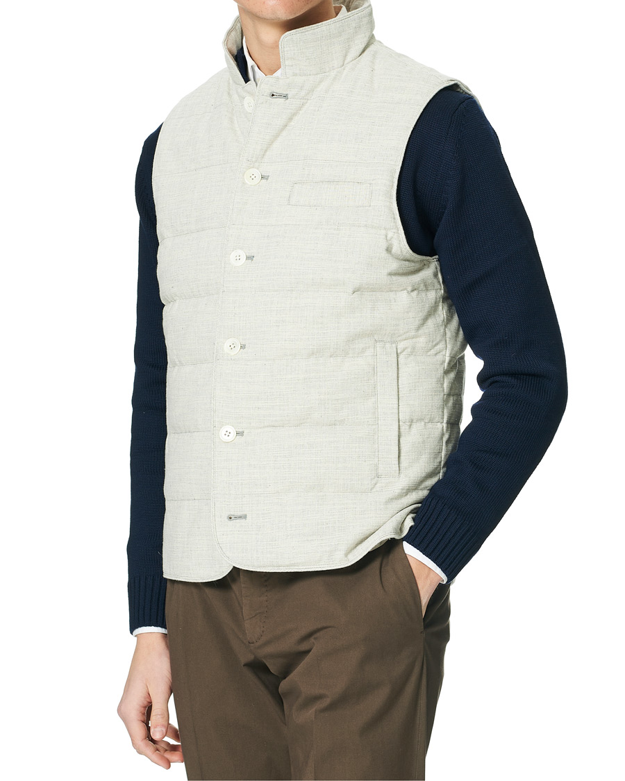 Herr | Jackor | Stenströms | Quilted Cotton Linen Vest Grey