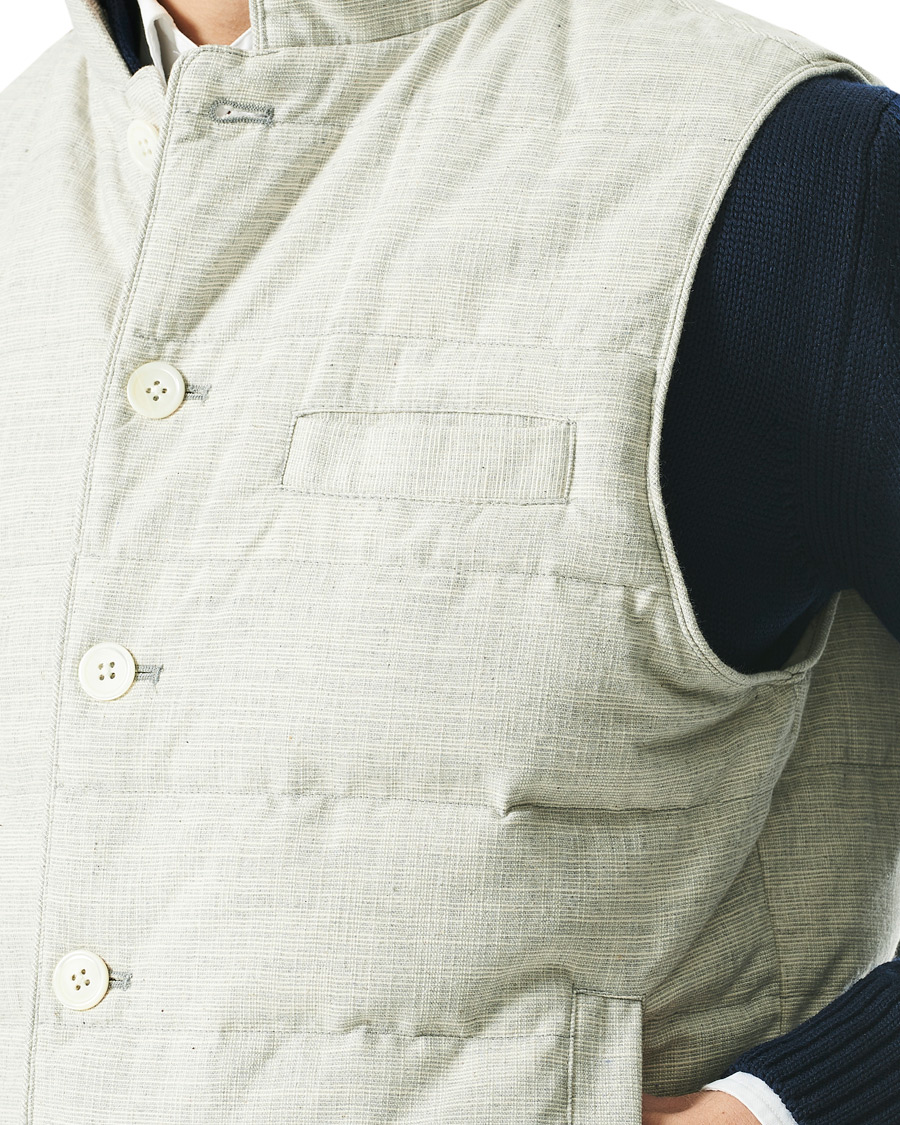 Herr | Jackor | Stenströms | Quilted Cotton Linen Vest Grey