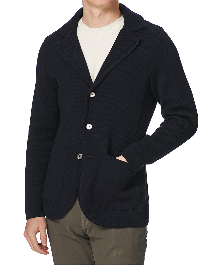 Herr | Kavajer | Stenströms | Milano Knitted Merino Blazer Navy