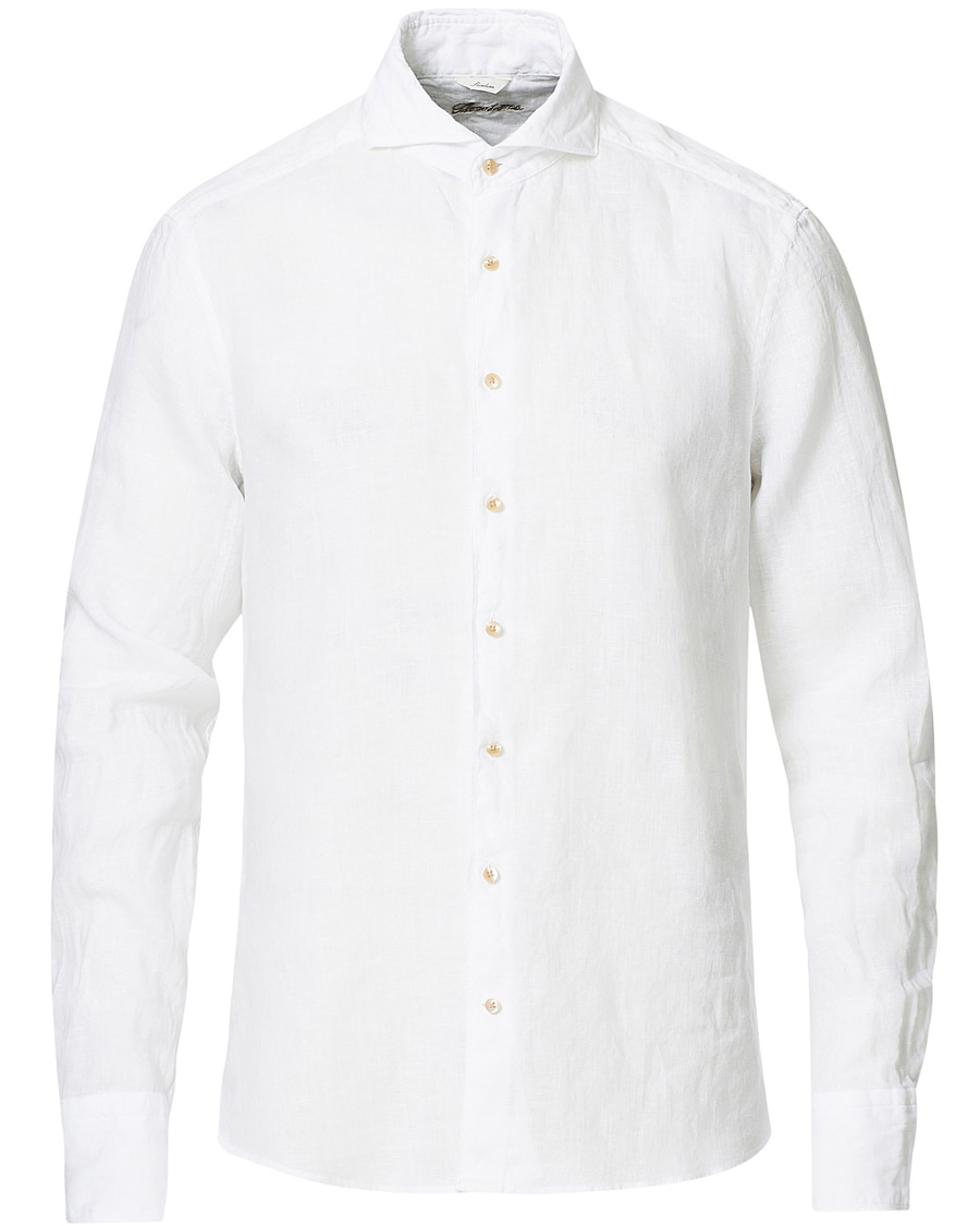 Herr | Skjortor | Stenströms | Slimline Cut Away Linen Shirt White