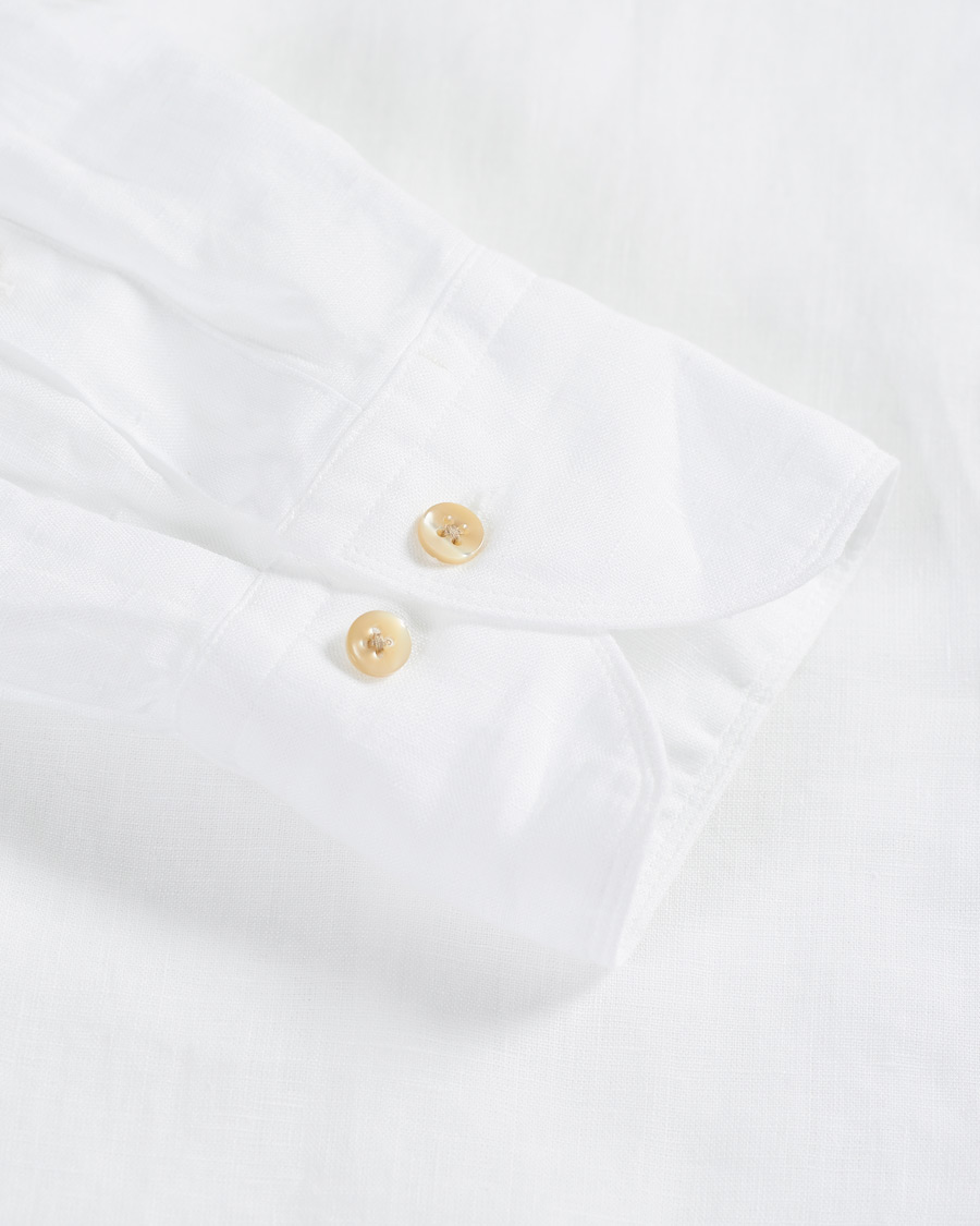 Herr | Skjortor | Stenströms | Slimline Cut Away Linen Shirt White