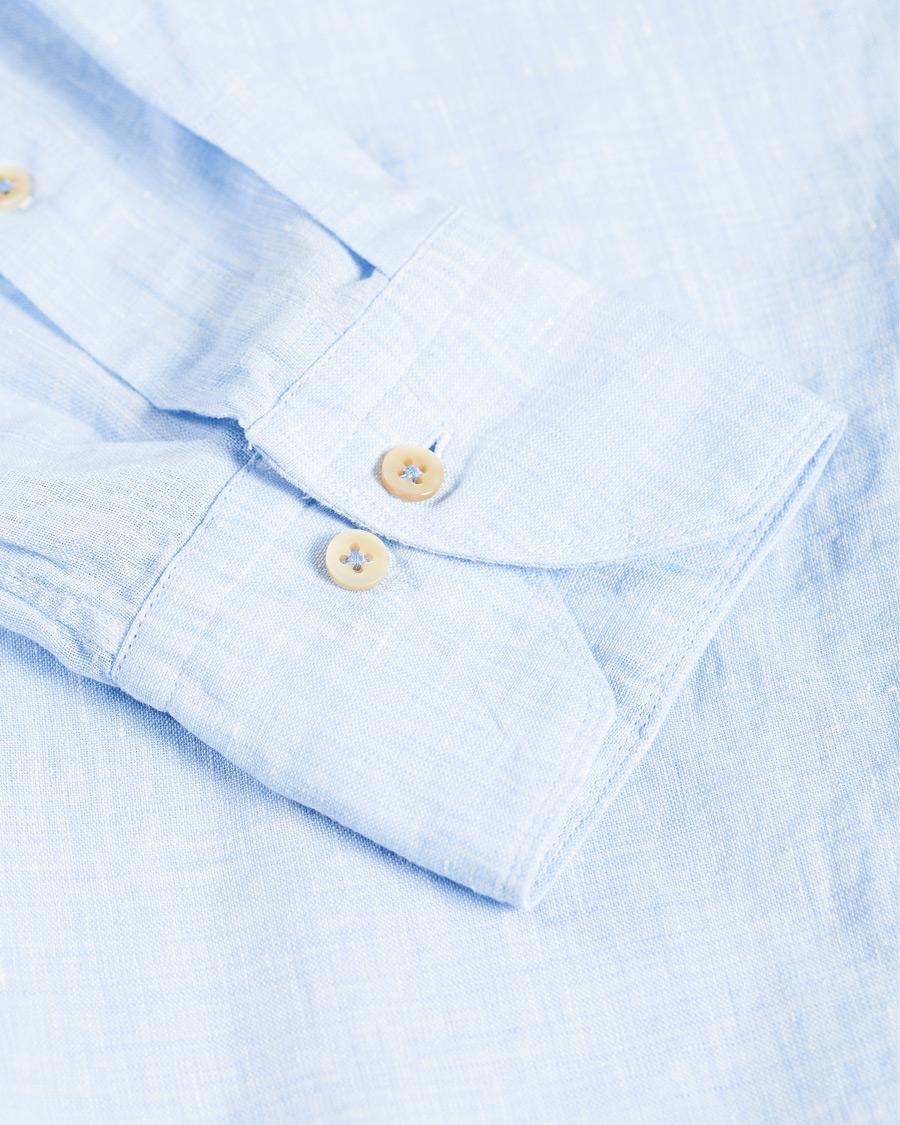 Herr | Skjortor | Stenströms | Slimline Cut Away Linen Shirt Light Blue