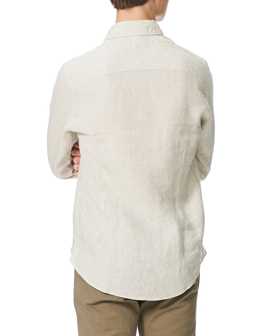 Herr | Skjortor | Stenströms | Slimline Cut Away Linen Shirt Beige