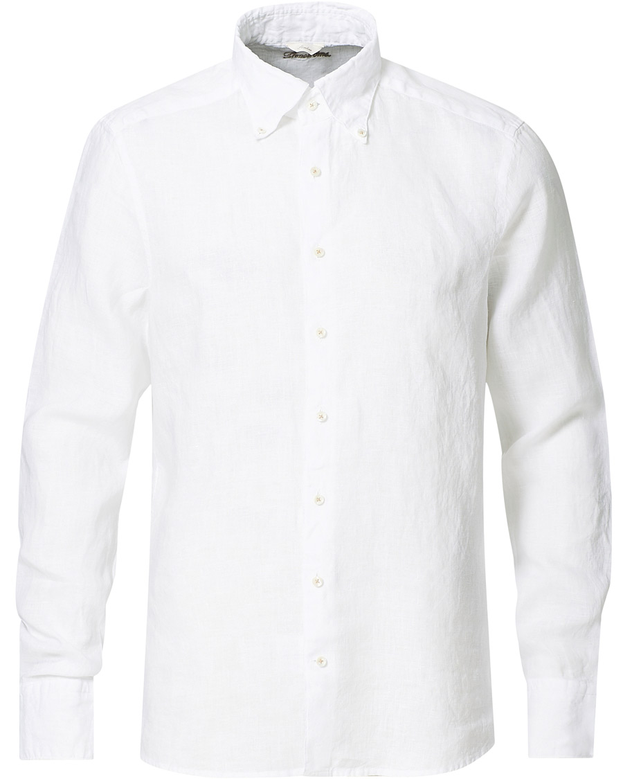 Herr | Skjortor | Stenströms | Slimline Button Down Linen Shirt White