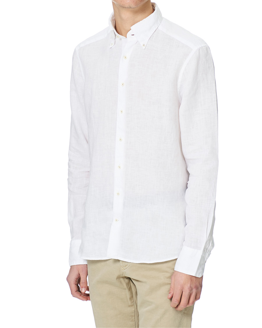 Herr | Skjortor | Stenströms | Slimline Button Down Linen Shirt White