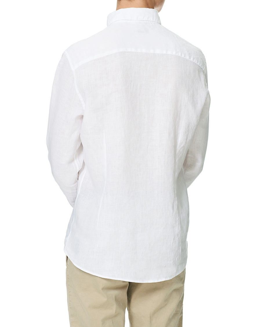 Herr | Skjortor | Stenströms | Slimline Button Down Linen Shirt White