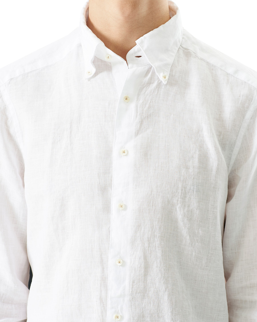 Herr | Skjortor | Stenströms | Slimline Button Down Linen Shirt White