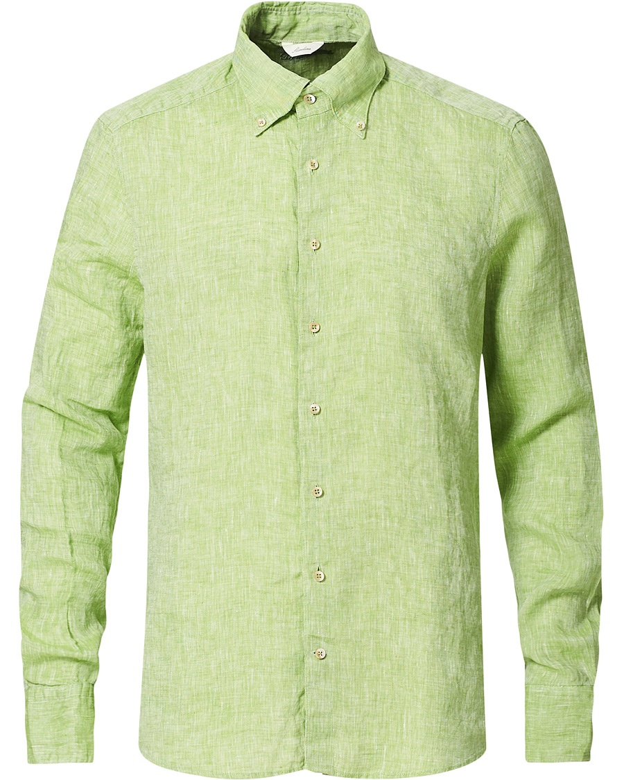 Herr | Skjortor | Stenströms | Slimline Button Down Linen Shirt Pistachio