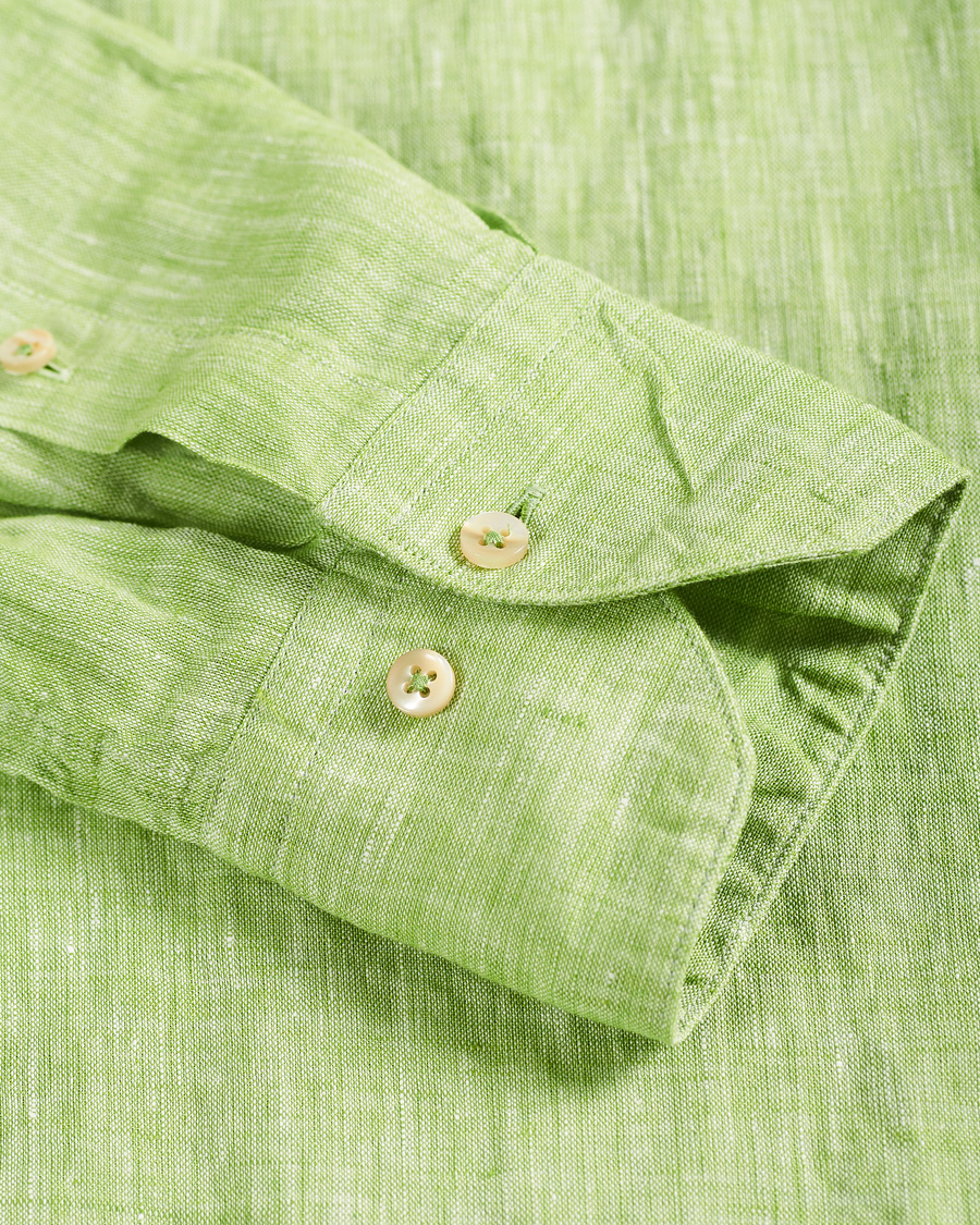 Herr | Skjortor | Stenströms | Slimline Button Down Linen Shirt Pistachio