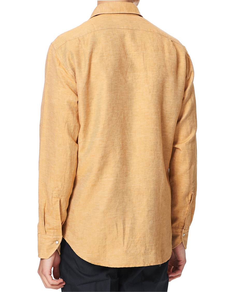 Herr | Skjortor | Stenströms | Fitted Body Heavy Washed Cotton/Linen Shirt Orange
