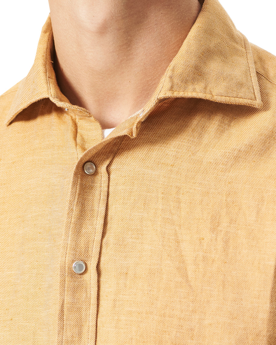 Herr | Skjortor | Stenströms | Fitted Body Heavy Washed Cotton/Linen Shirt Orange