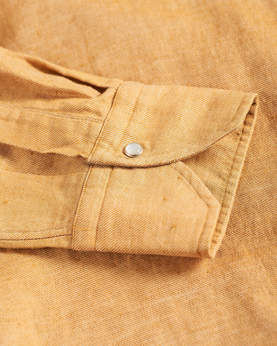 Herr | Skjortor | Stenströms | Fitted Body Heavy Washed Cotton/Linen Shirt Orange