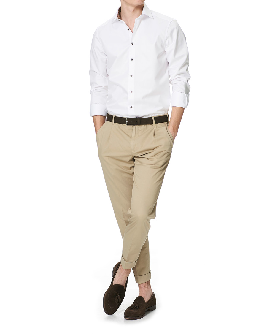 Herr | Skjortor | Stenströms | Slimline Paisley Contrast Shirt White