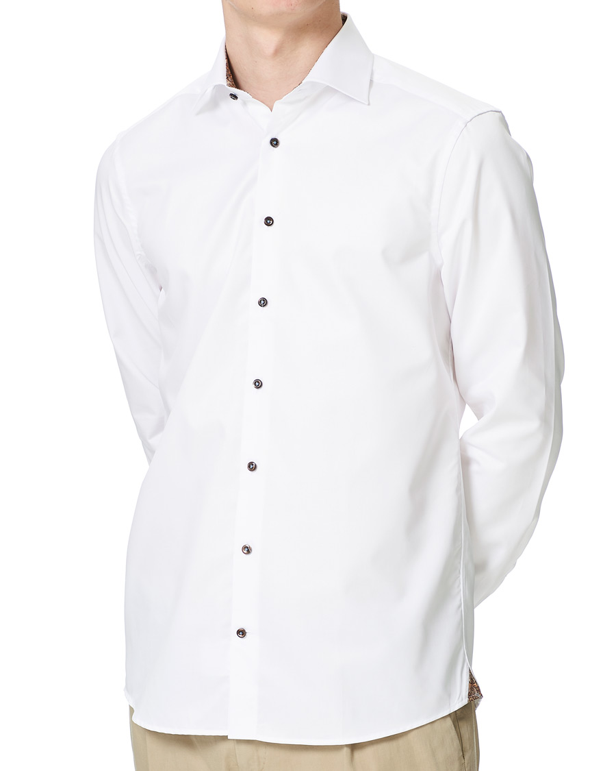 Herr | Skjortor | Stenströms | Slimline Paisley Contrast Shirt White