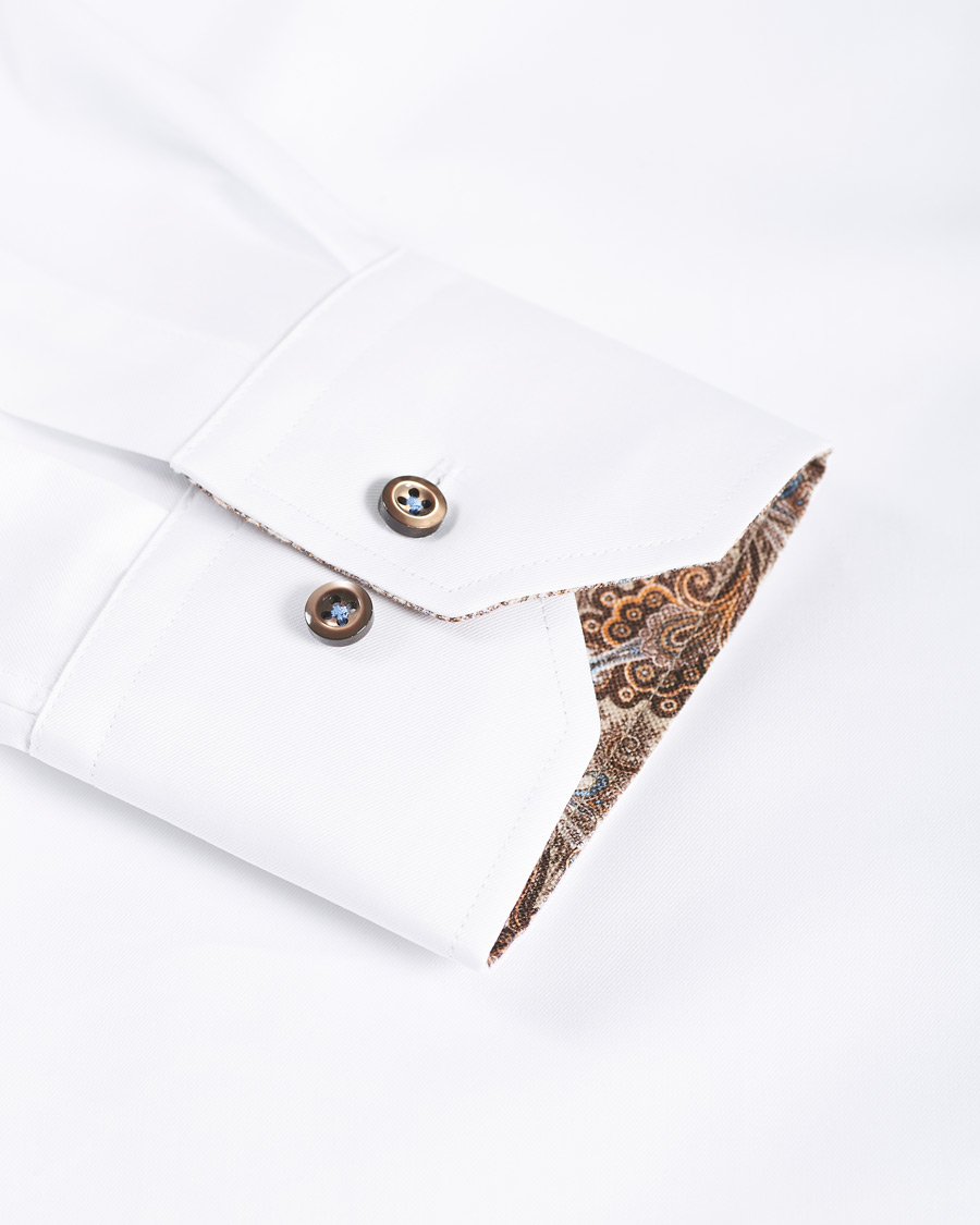 Herr | Skjortor | Stenströms | Slimline Paisley Contrast Shirt White