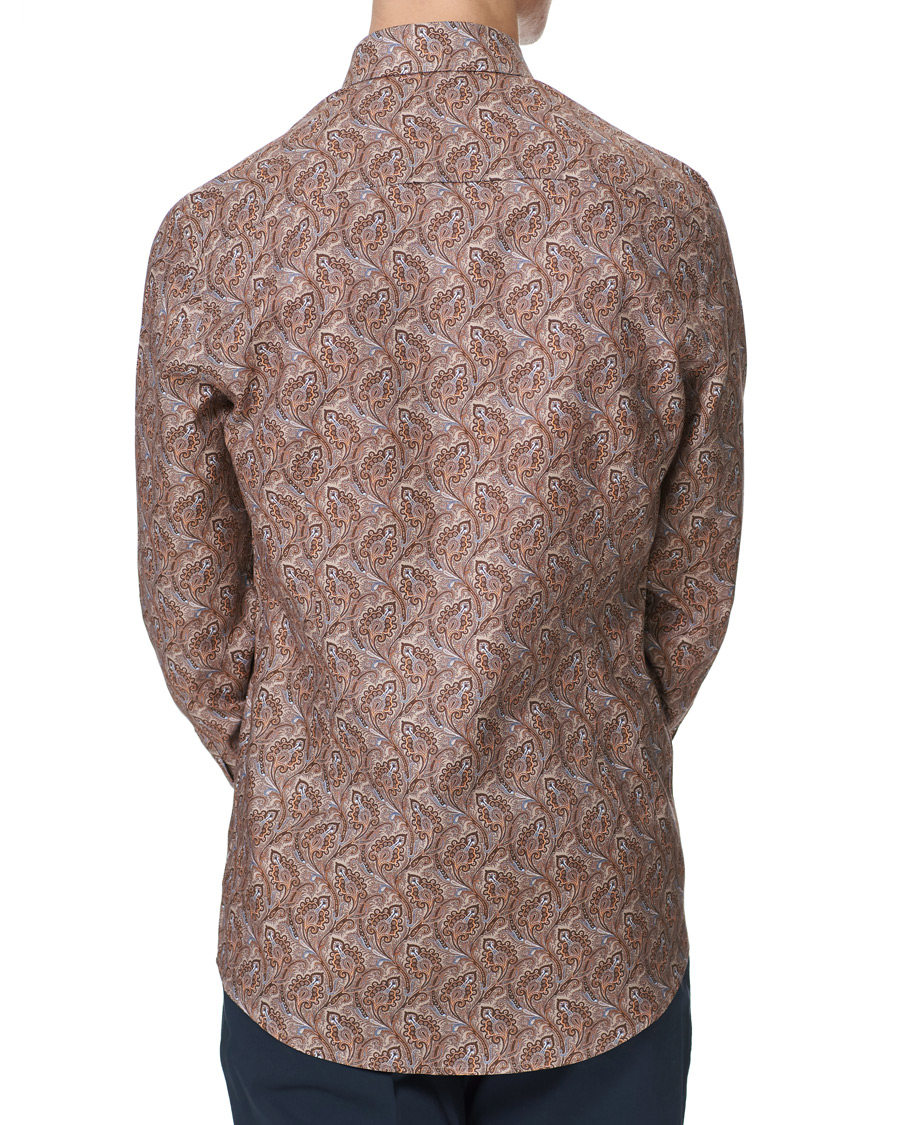 Herr | Skjortor | Stenströms | Slimline Paisley Print Cut Away Shirt Brown