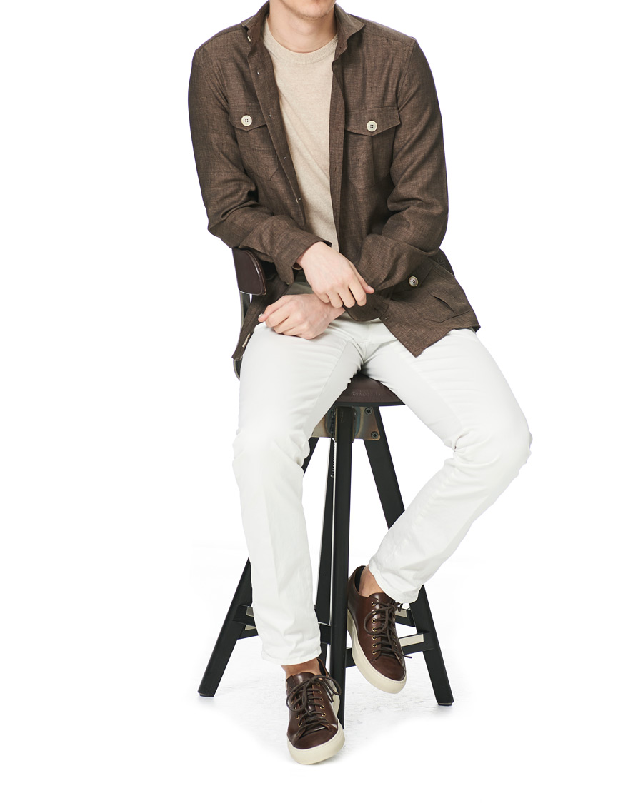 Herr | Skjortor | Stenströms | 1899 Slimline Linen Shacket Brown