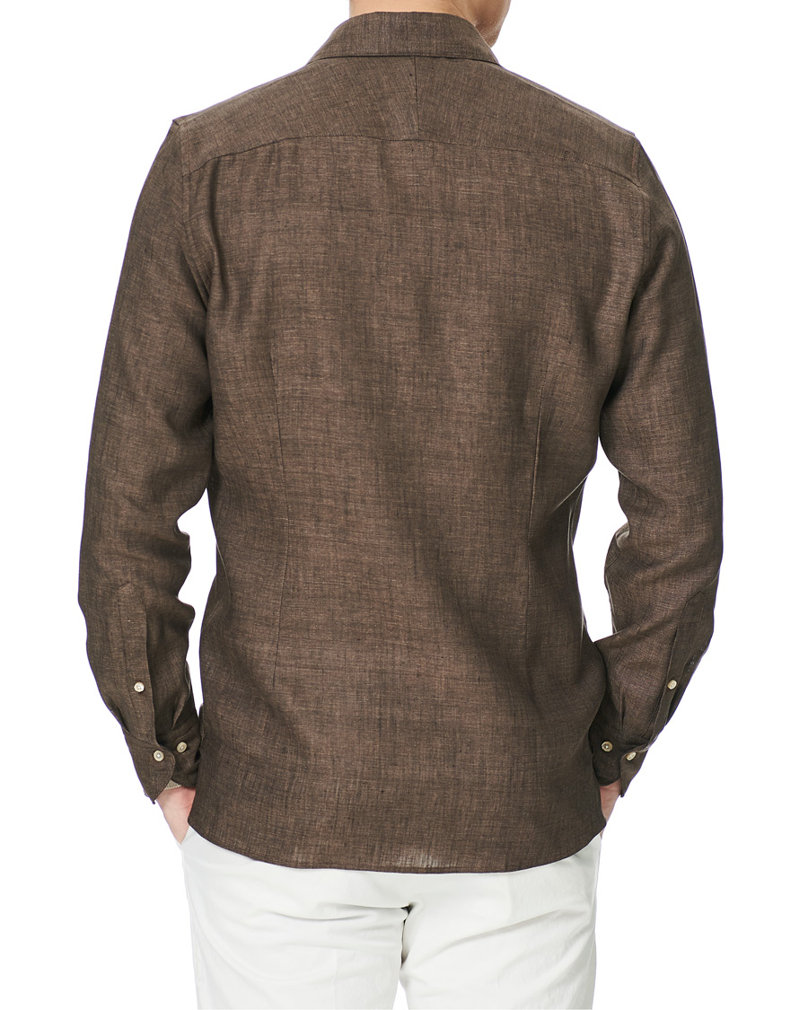 Herr | Skjortor | Stenströms | 1899 Slimline Linen Shacket Brown