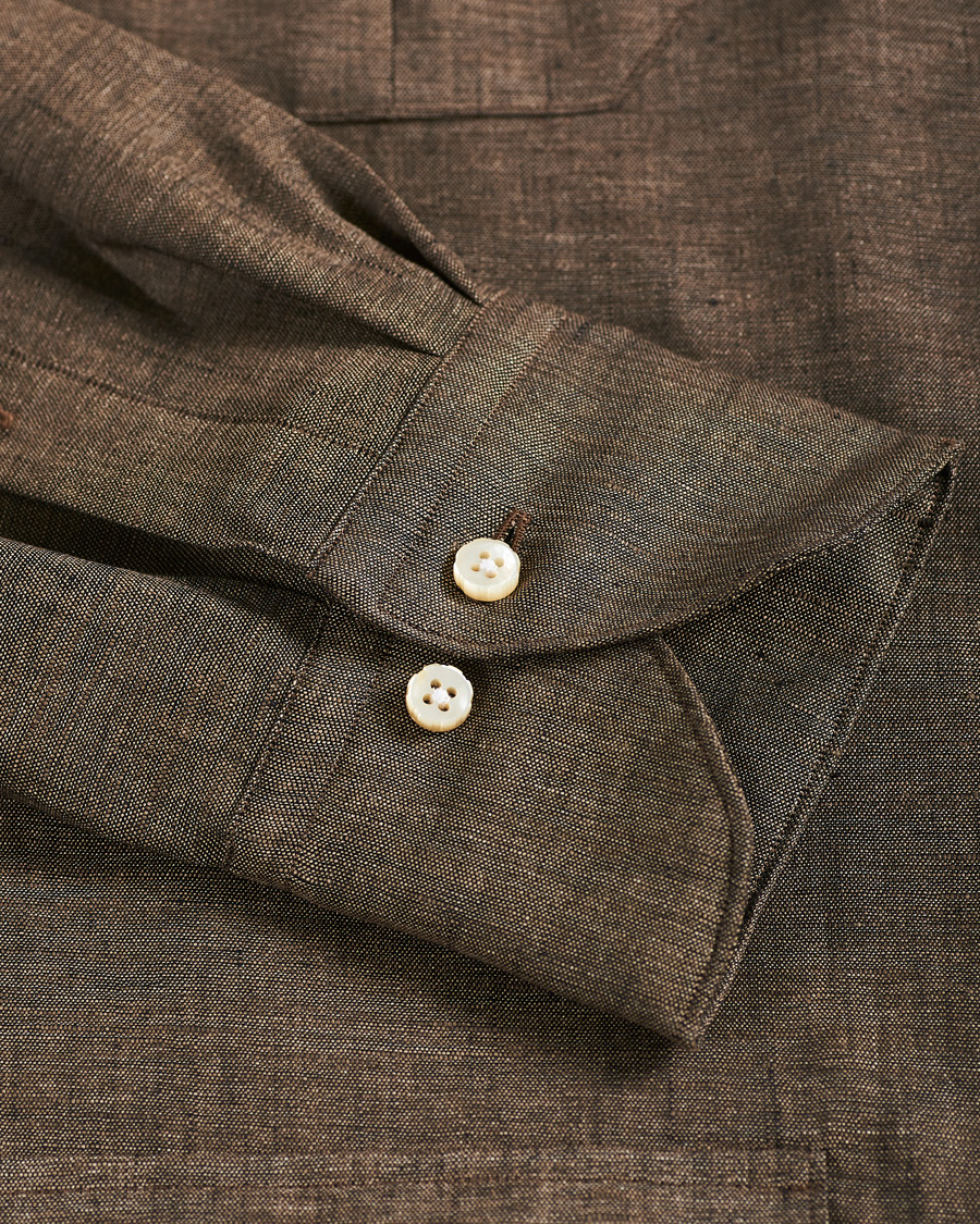 Herr | Skjortor | Stenströms | 1899 Slimline Linen Shacket Brown