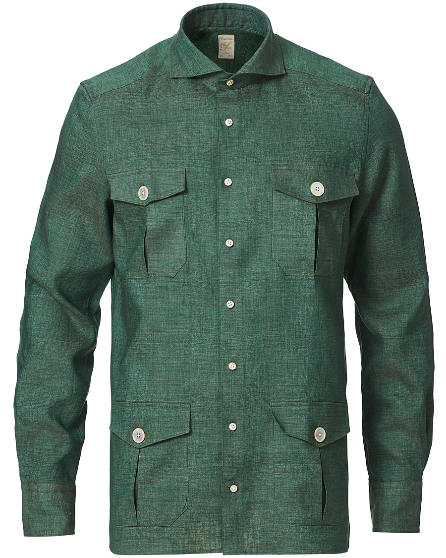 Herr | Skjortor | Stenströms | 1899 Slimline Linen Shacket Green