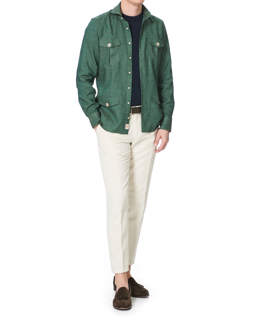 Herr | Skjortor | Stenströms | 1899 Slimline Linen Shacket Green