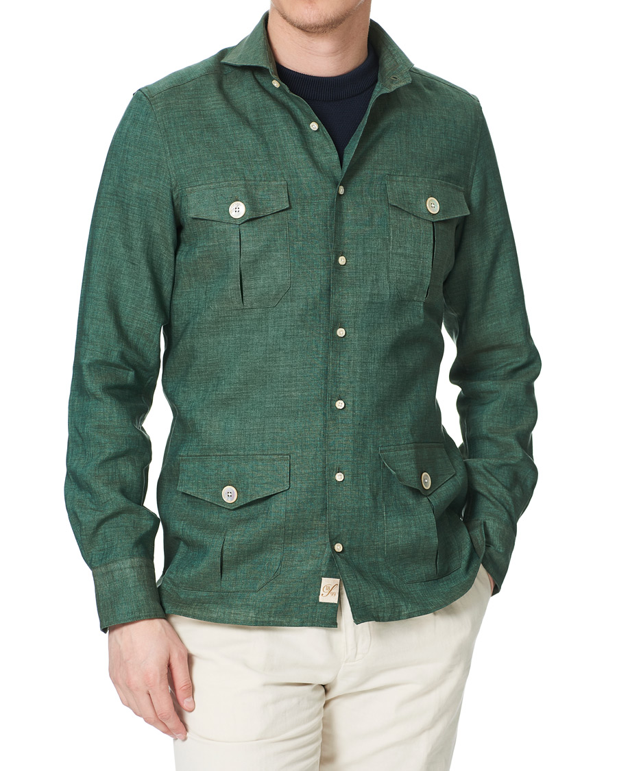 Herr | Skjortor | Stenströms | 1899 Slimline Linen Shacket Green