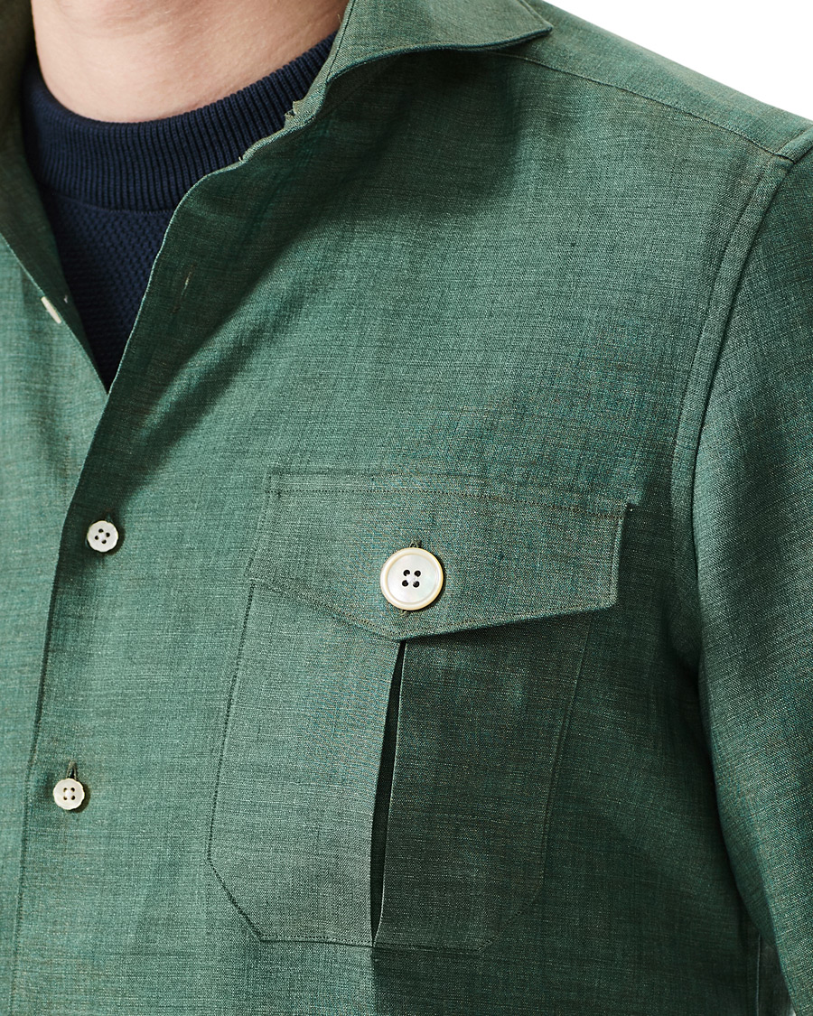 Herr | Skjortor | Stenströms | 1899 Slimline Linen Shacket Green