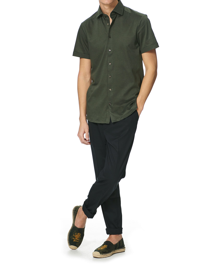 Herr | Skjortor | Stenströms | Cotton/Linen Short Sleeve Shirt Green