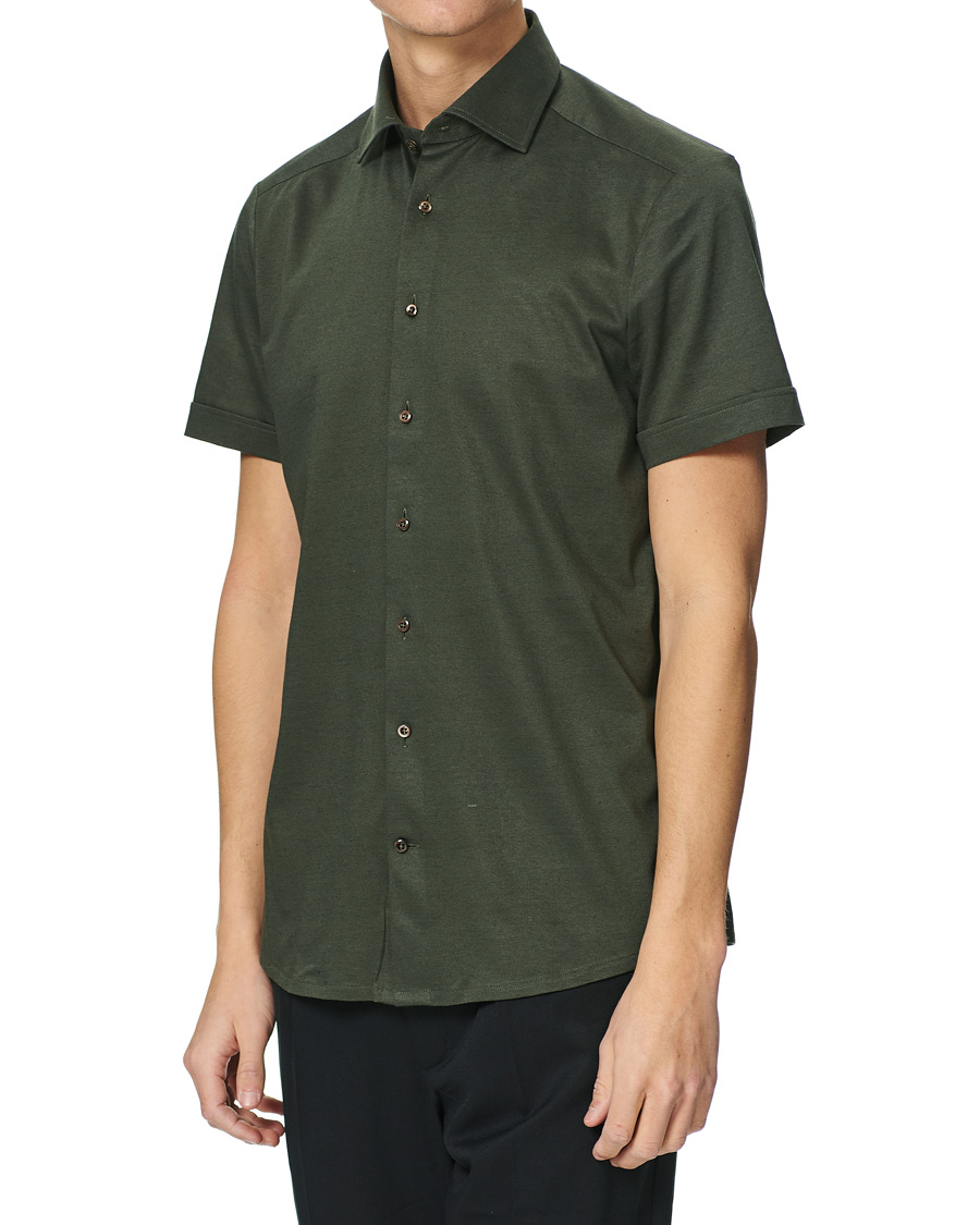 Herr | Skjortor | Stenströms | Cotton/Linen Short Sleeve Shirt Green