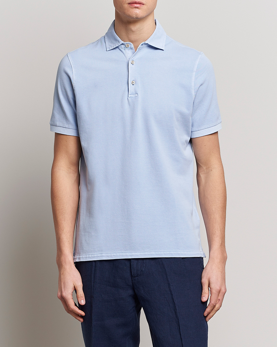 Herr | Kortärmade pikéer | Stenströms | Pigment Dyed Cotton Polo Shirt Light Blue