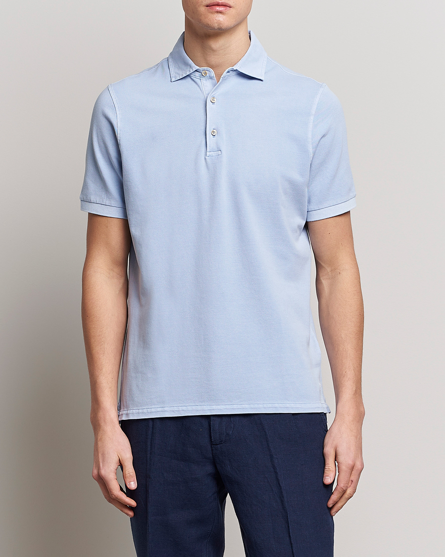 Herr | Pikéer | Stenströms | Pigment Dyed Cotton Polo Shirt Light Blue