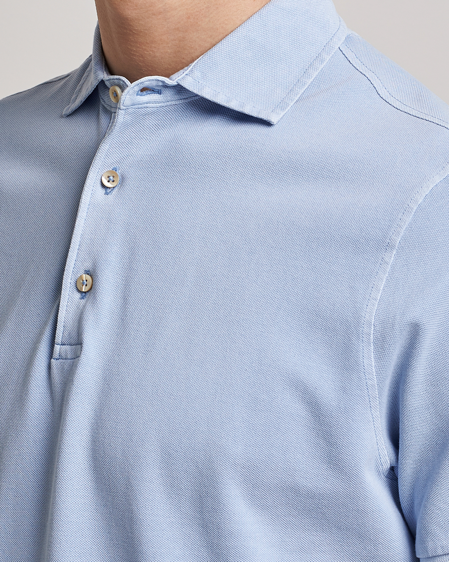 Herr | Pikéer | Stenströms | Pigment Dyed Cotton Polo Shirt Light Blue
