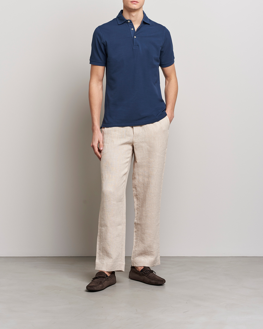 Herr | Pikéer | Stenströms | Pigment Dyed Cotton Polo Shirt Navy